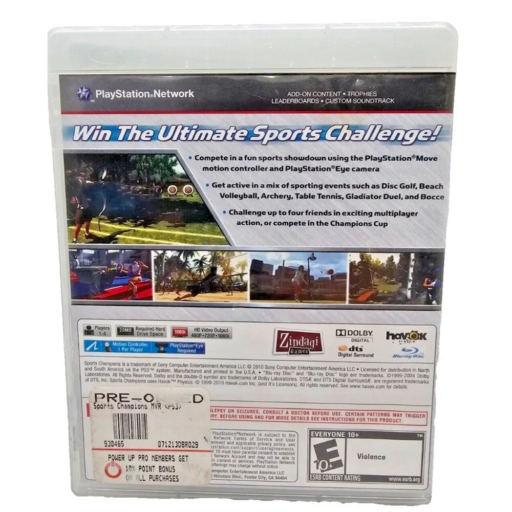 Sports Champions (Sony PlayStation 3 , 2010) PS3 move no scratches
